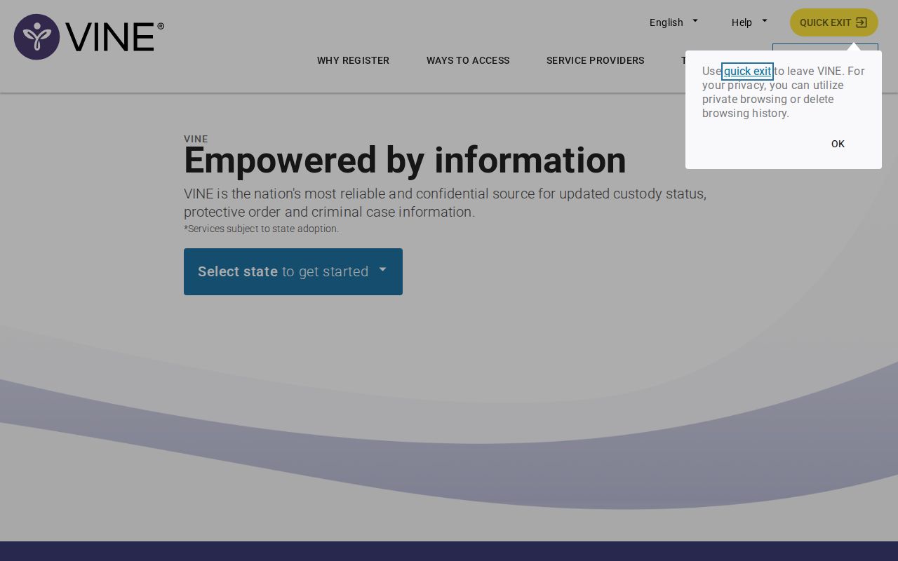 Wilson County custody status and release notification search through VINELink
