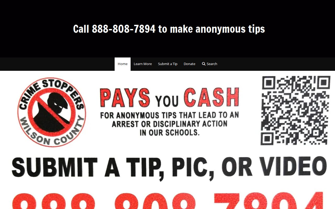 Wilson County wanted-record and Crime Stoppers tip source